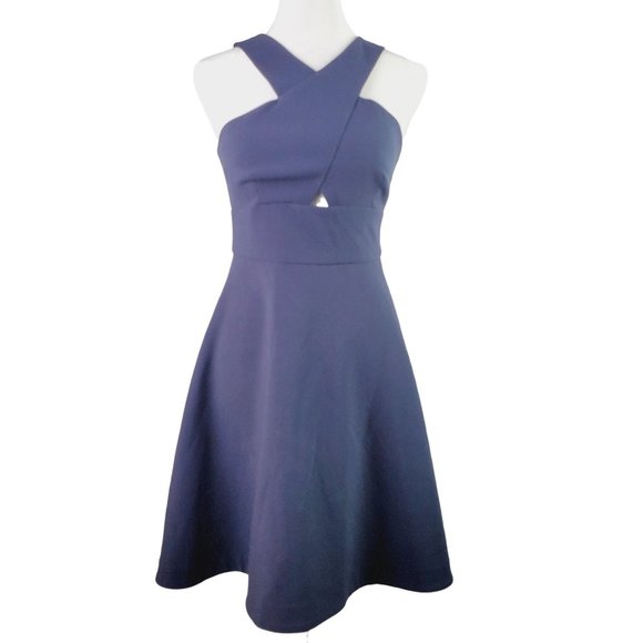 Likely Kensington Fit and Flare Cutout Mini Navy Blue Lined Dress, Size 2 - Picture 4 of 10